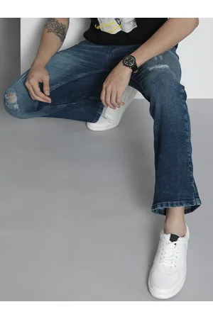 The Indian Garage Co Men Bootcut Mildly Distressed Light Fade Stretchable Jeans