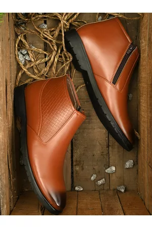 John Karsun Men Tan Brown Solid Flat Boots