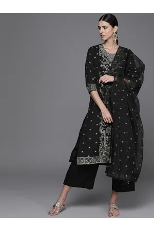 Biba Women Black Regular Sequinned Kurta with Palazzos & With Dupatta