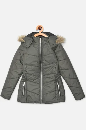 Crimsoune Club Girls Olive Green Parka Jacket