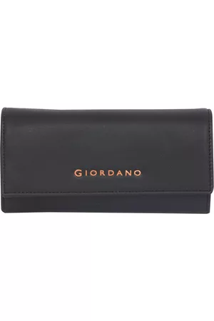 Giordano Women Black Textured PU Two Fold Wallet