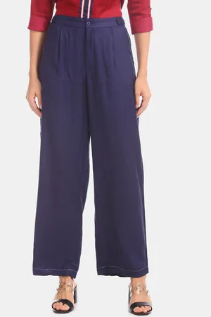 U.S. Polo Assn. Women Blue Regular Fit Solid Trousers