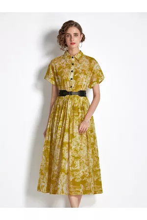 JC Collection Women Yellow Printed Floral Formal Dress