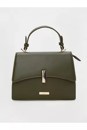 Lifestyle Women Handbags - Olive Green Solid Bowling Satchel