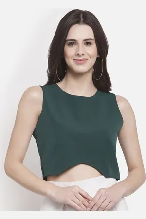 Martini Women Green Solid Crop Top