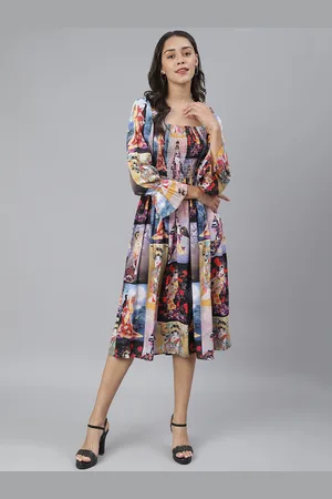 Cation Graphic Printed Fit And Flare Midi Dress