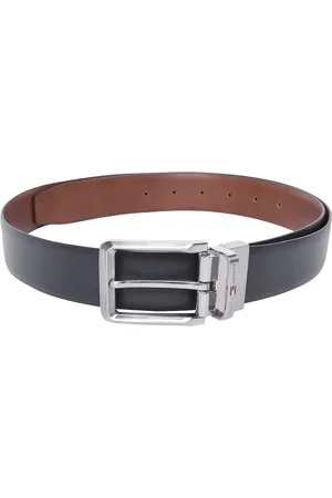 Tommy Hilfiger Men Navy Blue & Tan Brown Leather Reversible Solid Belt