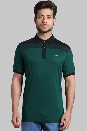 Park Avenue Men Green Colourblocked Slim Fit T-shirt
