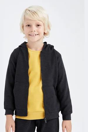 DeFacto Boys Black Cotton Solid Sweater