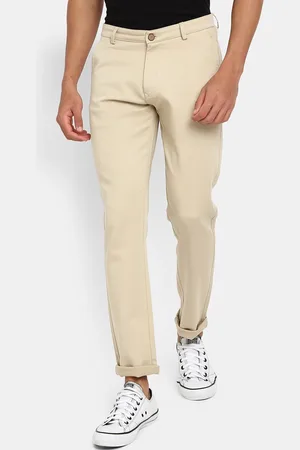 V-Mart Men Beige Slim Fit Solid Chinos Trousers