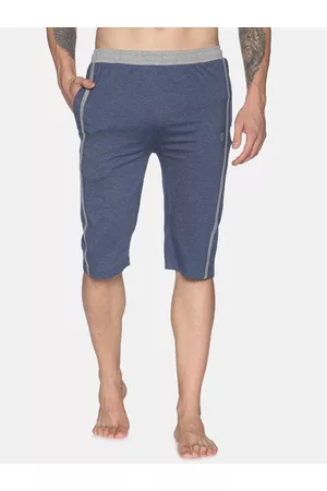dollar Men Blue Solid Regular Fit Cotton Lounge Shorts