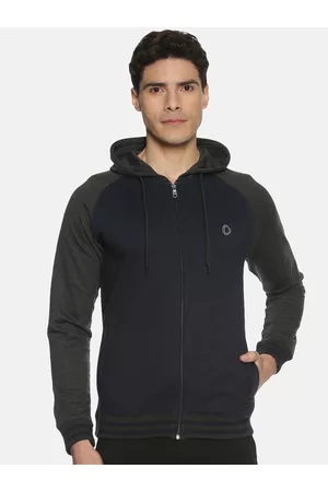 dollar Men Navy Blue & Charcoal Grey Solid Sweatshirt