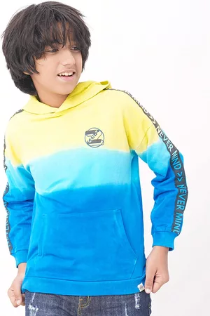 edheads Boys Yellow Colourblocked Hooded Cotton Sweatshirt