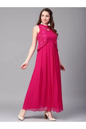 ATHENA Women Magenta Solid Maxi Dress