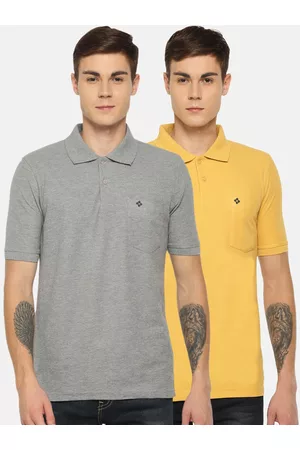 dollar Men Pack Of 2 Solid Polo Collar T-shirts
