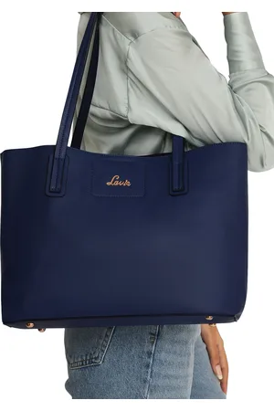 LAVIE Duo Open Blue Solid Structured Shopper Tote Bag