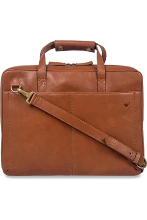 Hidesign Men Tan Brown Solid Leather Laptop Bag