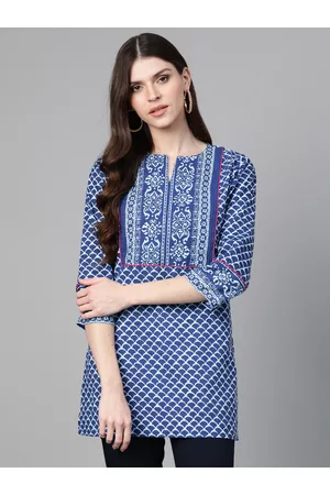 Bhama Couture Blue & White Printed Tunic