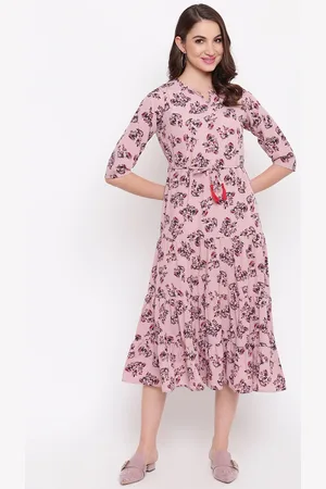 Mayra Women Pink Printed A-Line Dress