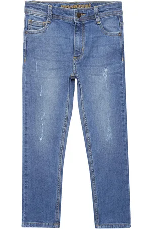 UNDER FOURTEEN ONLY Boys Blue Slim Fit Low Distress Light Fade Stretchable Jeans