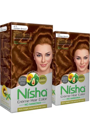 Nisha Unisex Pack of 2 Creme Hair Color 120gm each- Golden Brown