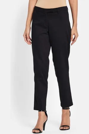 Fabindia Women Black Slim Fit Trousers