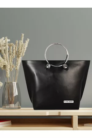 FLYING BERRY Black Solid Tote Bag