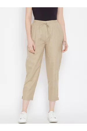 Buy White Trousers & Pants for Women by Bitterlime Online | Ajio.com