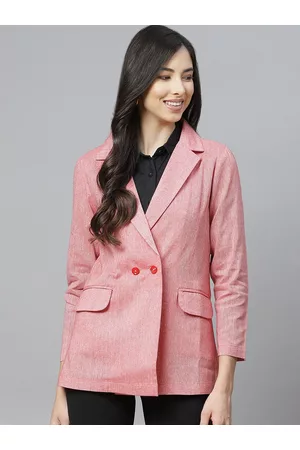 Cottinfab Women Pure Cotton Double-Breasted Formal Blazer