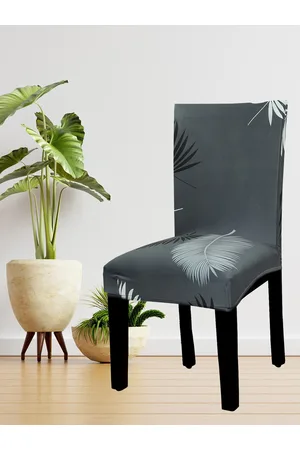 House Of Quirk Set Of 6 Grey & Black Printed Non-Slip Removable Chair Covers