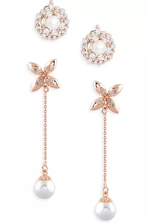 Ami Rose Gold Set of 2 Contemporary Drop Earrings