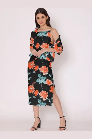 DressBerry Women Black Floral Print Dress With Shirt