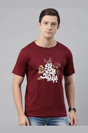 BRATMA Men Maroon E SOHOR AMAR Printed Round Neck T-shirt