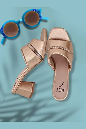 Jove Women Rose Gold Party Block Heels