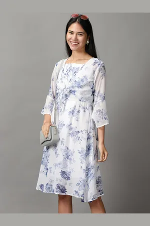 SHOWOFF Women White Floral A-Line Dress