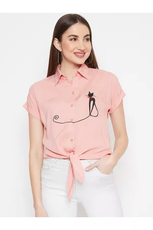 Berrylush Women Pink Embroidered Shirt