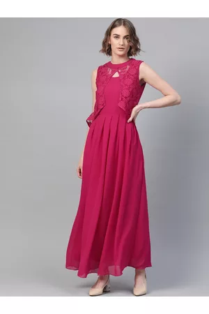 Athena Women Magenta Solid Maxi Dress