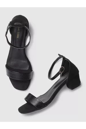 Marc Loire Women Black Snakeskin Textured Heels
