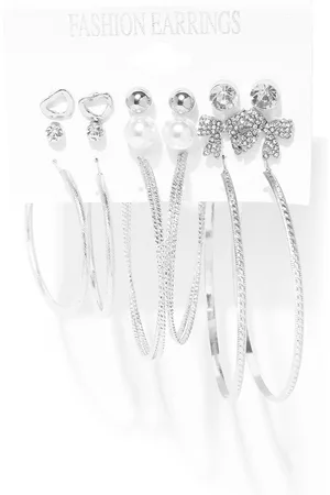 Jewels Galaxy Set of 9 Silver-Plated Contemporary Earrings
