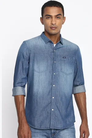 Lee Men Blue Classic Slim Fit Faded Casual Shirt
