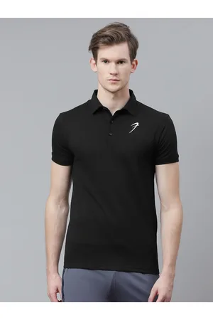 FUAARK Men Black Polo Collar Slim Fit Training Polo Collar T-shirt