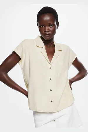MANGO Women Off White Casual Shirt