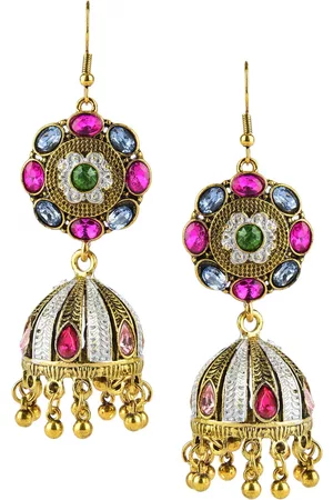 DESI COLOUR Pink Contemporary Jhumkas Earrings
