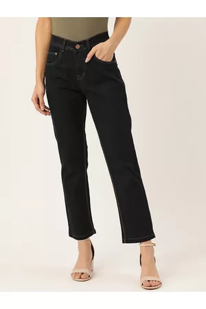 PARIS HAMILTON Women Black Boyfriend Fit High-Rise Clean Look Stretchable Jeans