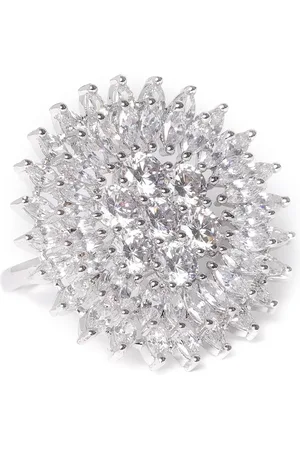 JEWELS GEHNA Silver-Plated AD-Studded Handcrafted Adjustable Circular Ring