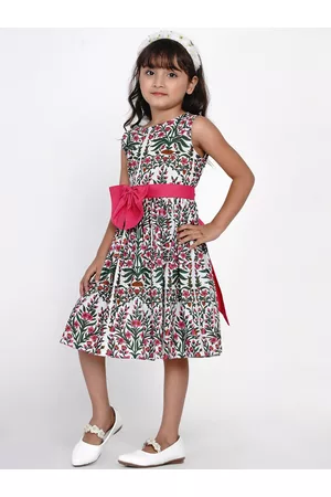 Bhama Girls Multicoloured Printed Fit and Flare Dress