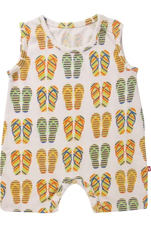 Nino Bambino Infant Boys Off-White & Orange Cotton Printed Sustainable Romper