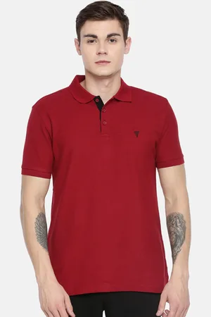 Van Heusen Men Maroon Solid Polo Collar Pure Cotton T-shirt