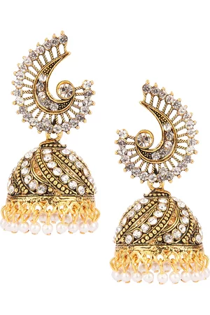 DESI COLOUR Gold-Toned Contemporary Jhumkas