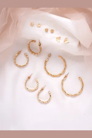 BeWitched Gold-Toned Contemporary Set of 6 Half Hoop Earrings